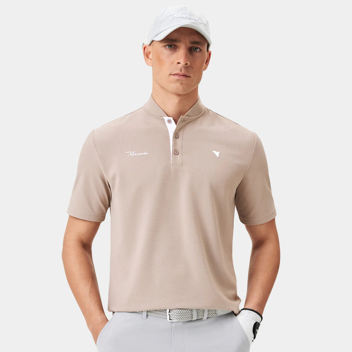 HEATH BOMBER SHIRT | TAN - MACADE GOLF