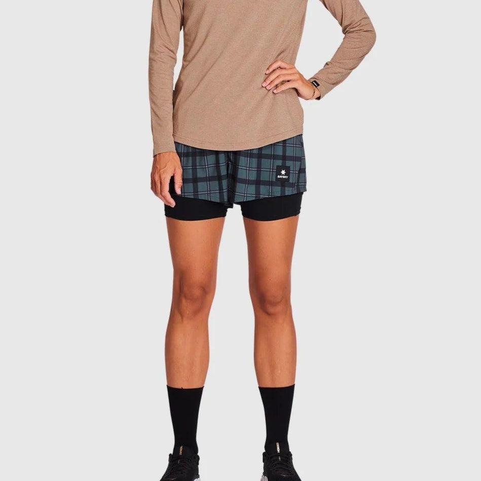 2 IN 1 CHECKER PACE SHORTS 3'' - DAME | ActSporty