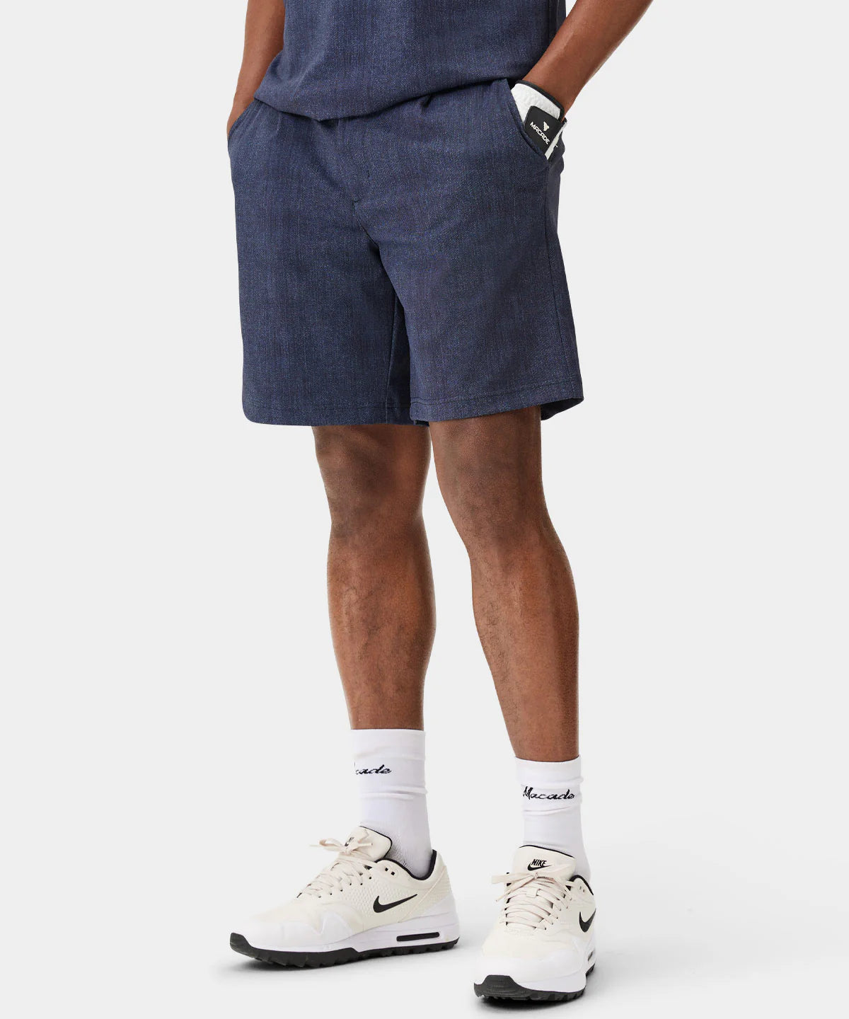 PLEATED TX PLAYERS SHORTS | DARK BLUE - MACADE GOLF