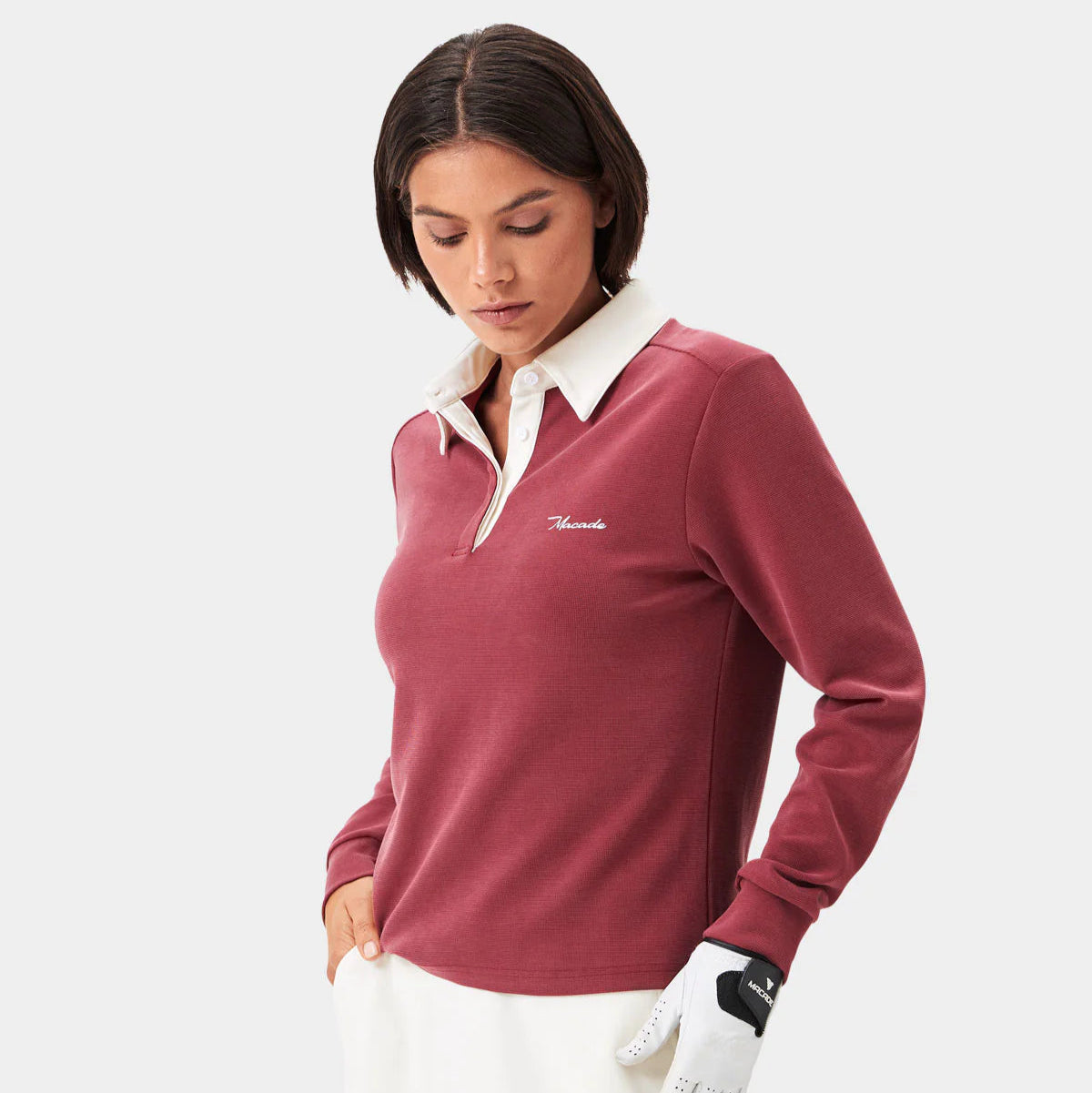RICHIE LONGSLEEVE SHIRT | RUBY RED - MACADE GOLF