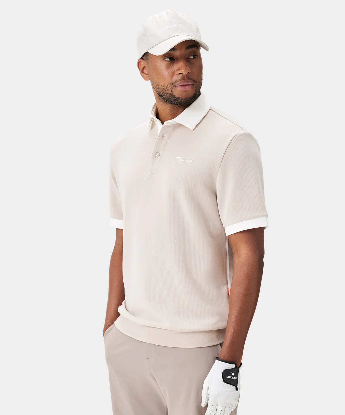 AR TECH POLO | TAN - MACADE GOLF