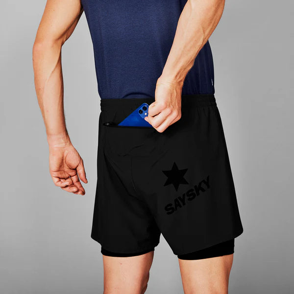 2 IN 1 PACE SHORTS 5'' | BLACK - SAYSKY