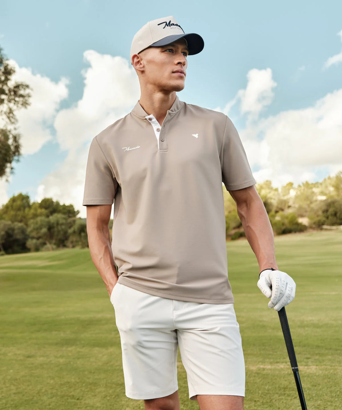 HEATH BOMBER SHIRT | TAN - MACADE GOLF