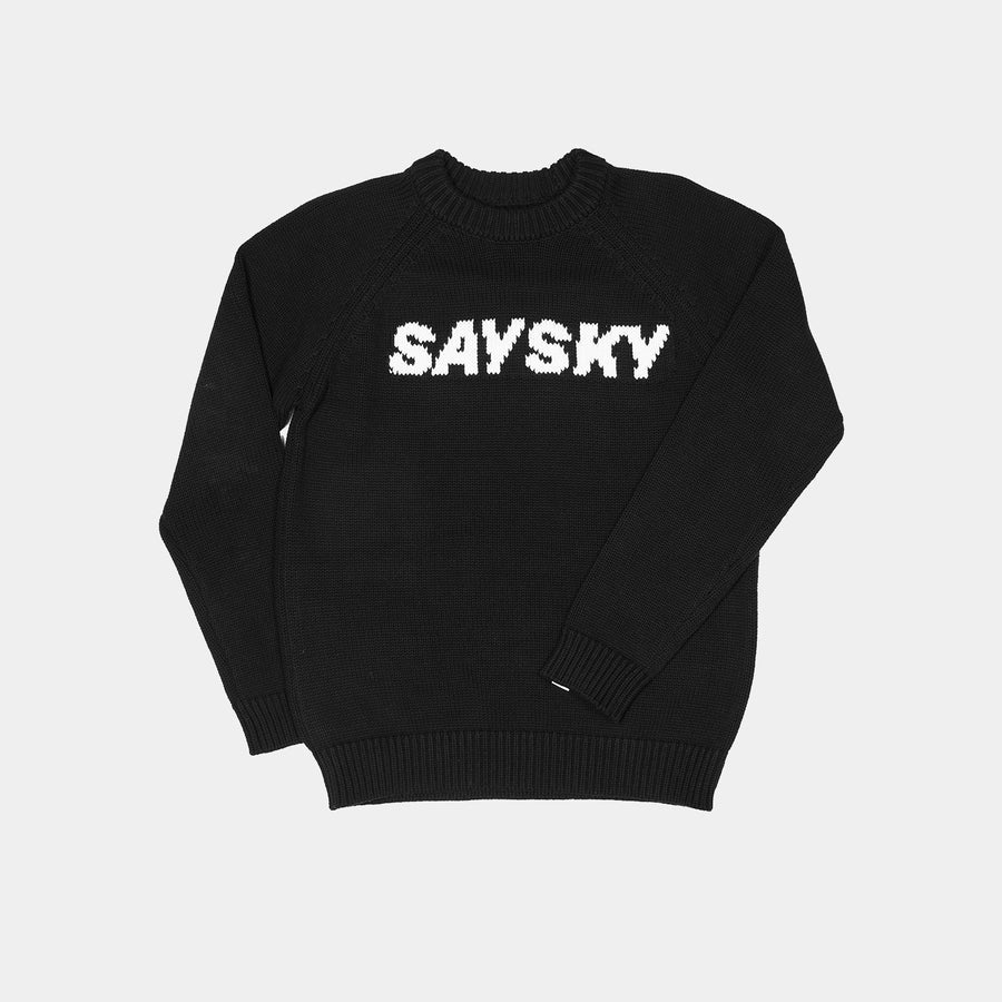 KNITTED CREW NECK | LOGO BLACK - SAYSKY