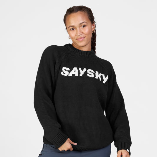 KNITTED CREW NECK | LOGO BLACK