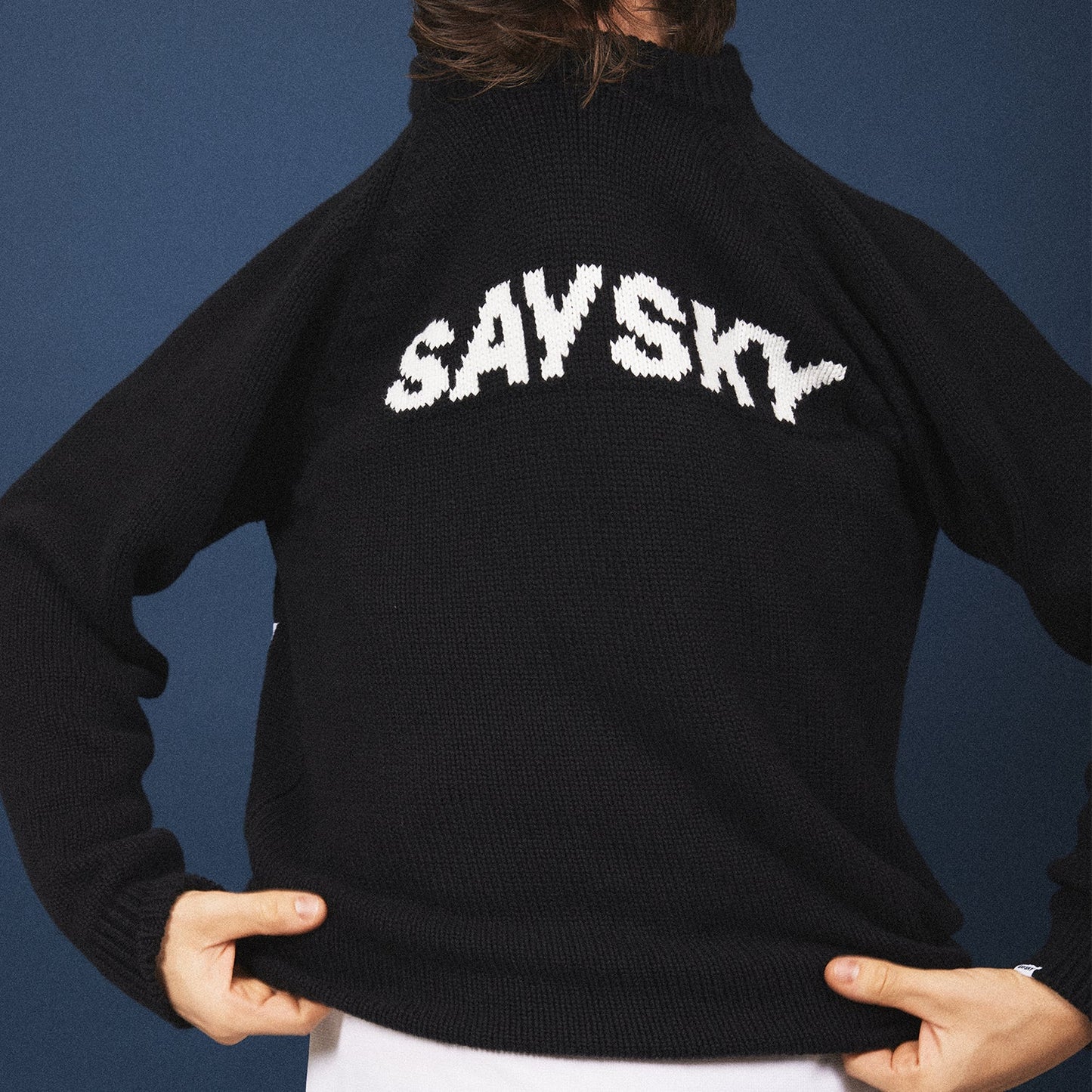 KNITTED CREW NECK | LOGO BLACK - SAYSKY