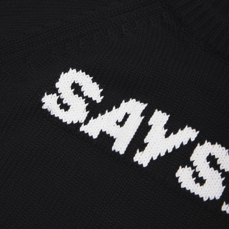 KNITTED CREW NECK | LOGO BLACK - SAYSKY