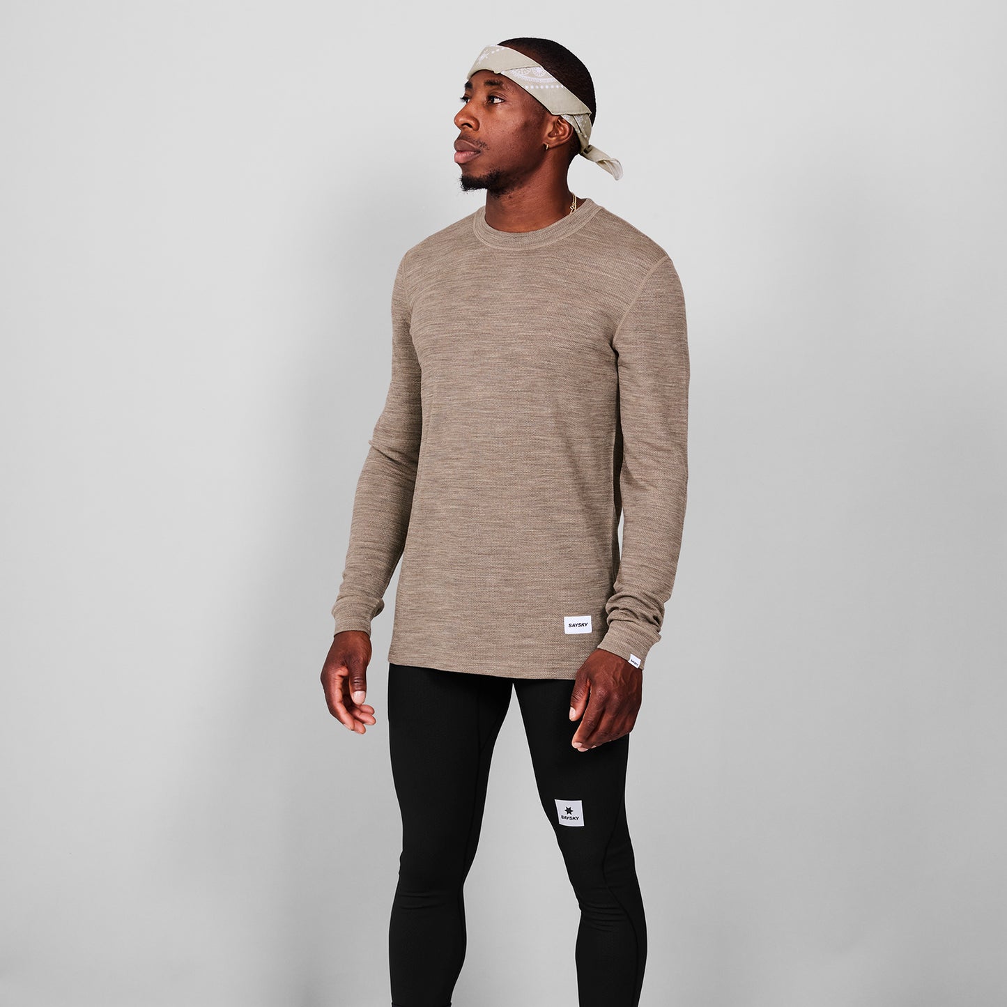 BLAZE MERINO LONGSLEEVE | BROWN MELANGE - SAYSKY