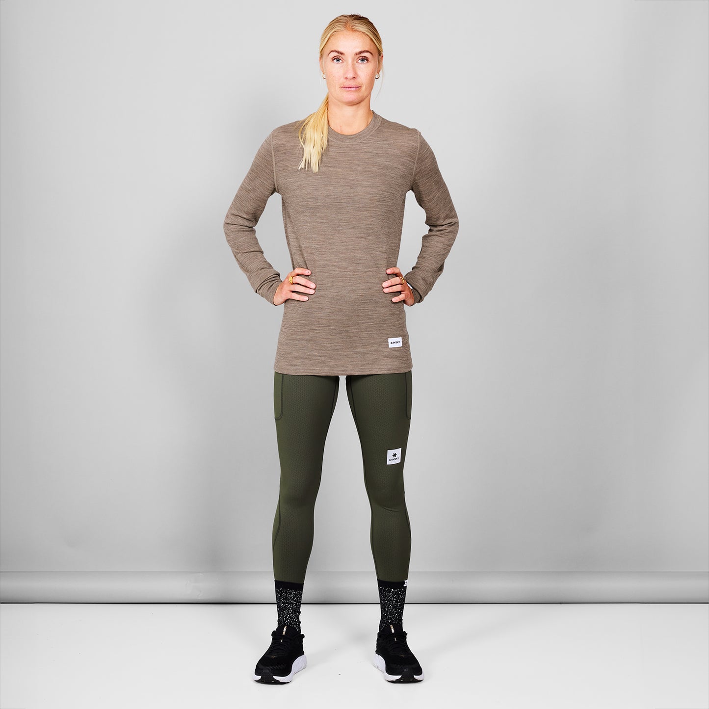 MERINO 195 BLAZE LONGSLEEVE | BROWN MELANGE - SAYSKY
