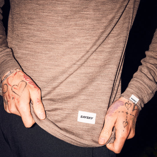 BLAZE MERINO LONGSLEEVE | BROWN MELANGE - SAYSKY