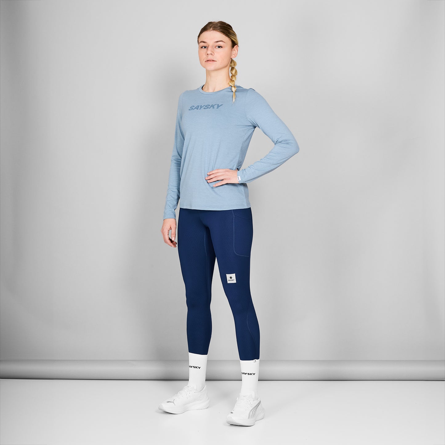 W PACE LONGSLEEVE | LOGO BLUE MELANGE - SAYSKY