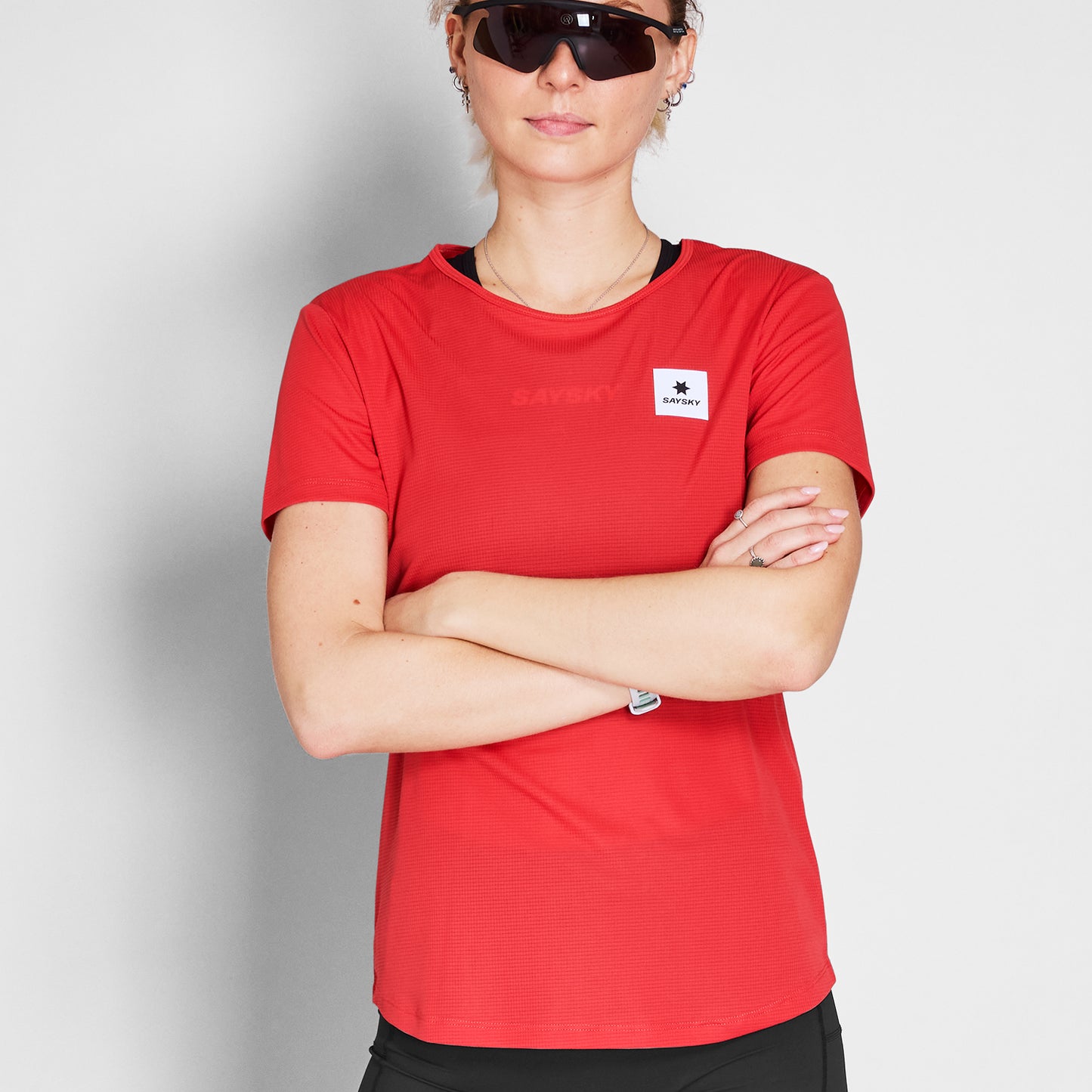 W FLOW T-SHIRT | REACTIVE RED FLOWER - SAYSKY
