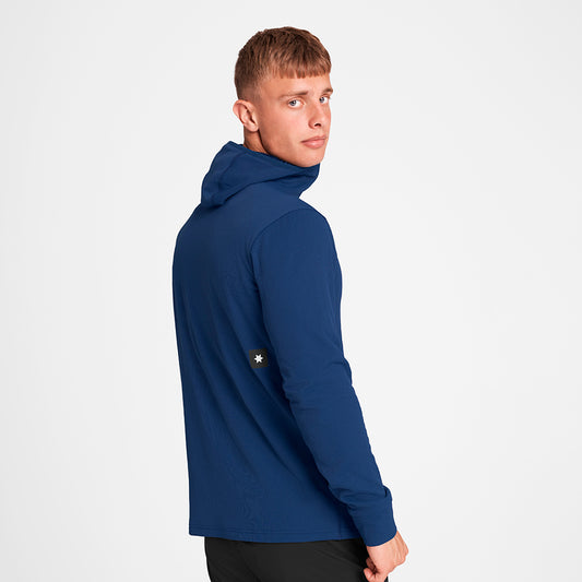 COMBAT HALF ZIP FLEECE HOODIE | BLUE