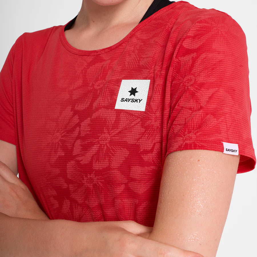 W FLOW T-SHIRT | REACTIVE RED FLOWER - SAYSKY