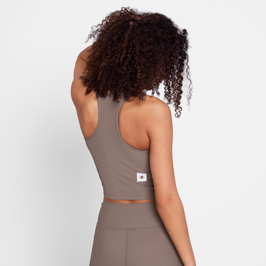 W COMBAT RIB CROP TOP | TAUPE