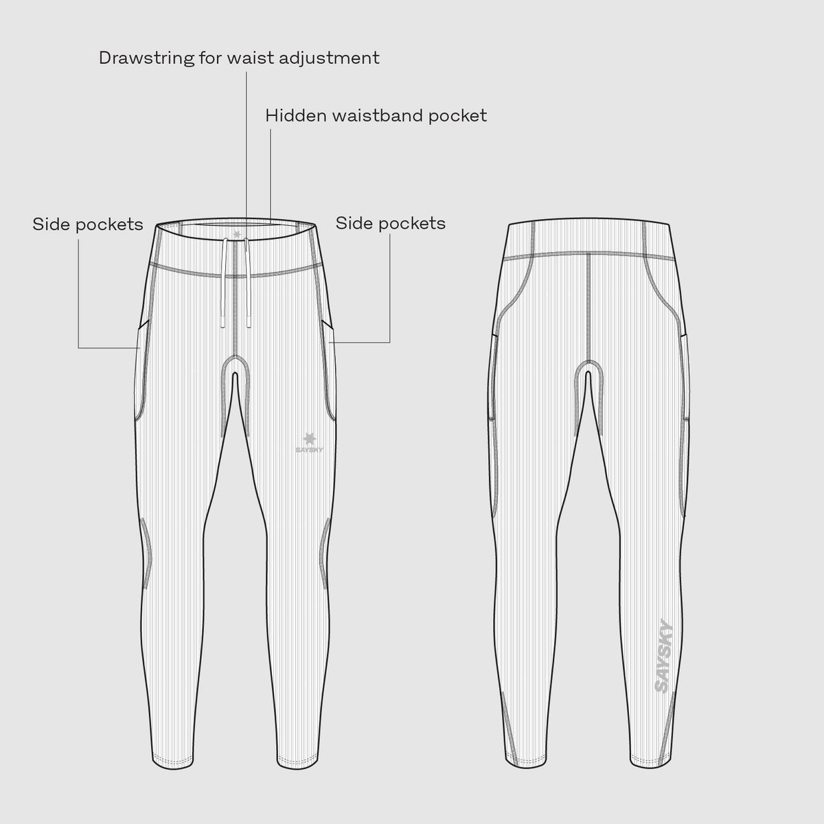 W COMBAT+ RIB LONG TIGHTS | GREY