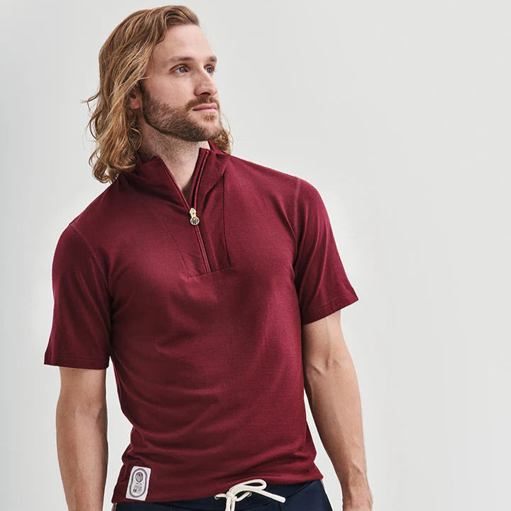 VÄSTANEDE MERINO HALF ZIP | BURGUNDY - YMR