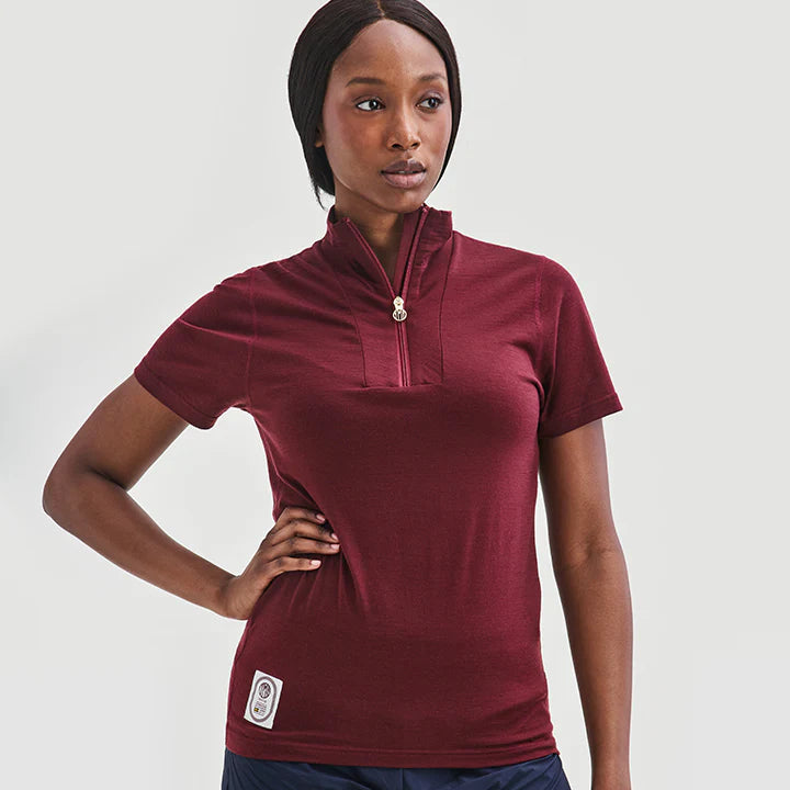 VÄSTANEDE LADIES MERINO HALF ZIP | BURGUNDY - YMR