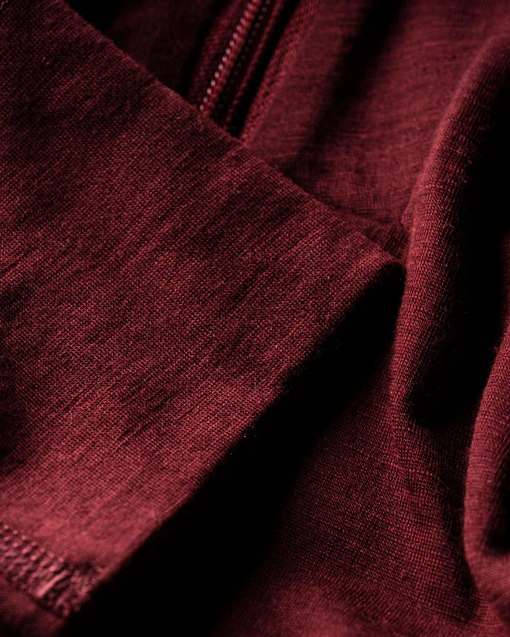 VÄSTANEDE MERINO HALF ZIP | BURGUNDY - YMR