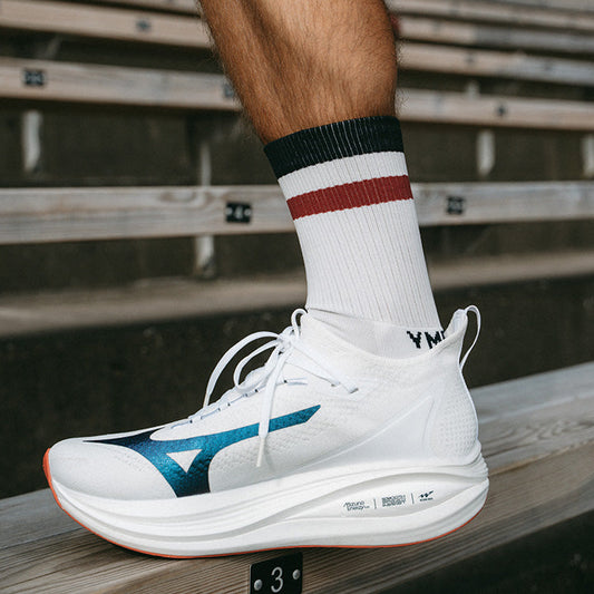 ÅSUNDEN MID CREW SOCKS | OFF-WHITE/BURGUNDY - YMR