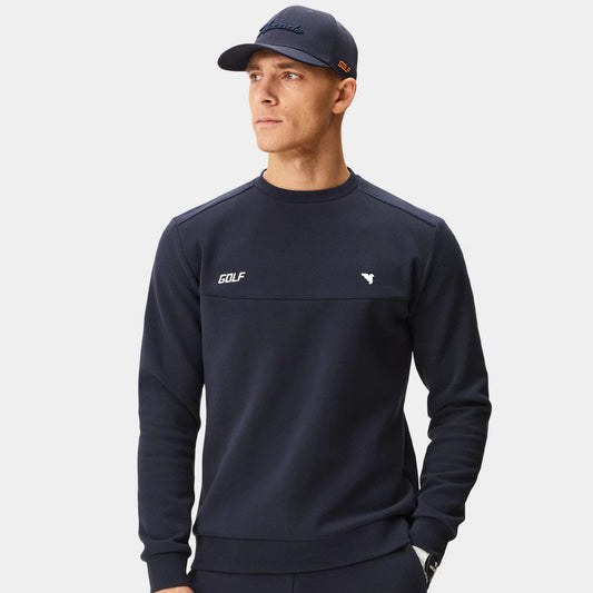 RANGE CREWNECK | NAVY - MACADE GOLF