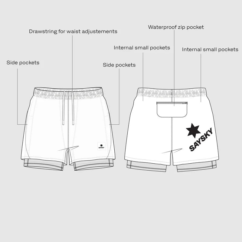 PACE 2 IN 1 SHORTS 5" | RED - SAYSKY