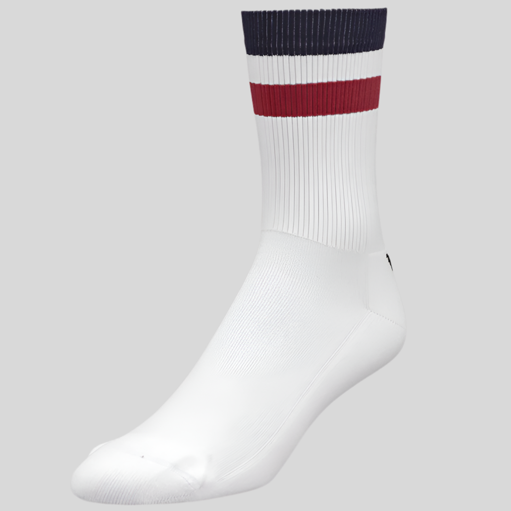 ÅSUNDEN MID CREW SOCKS | OFF-WHITE/BURGUNDY - YMR