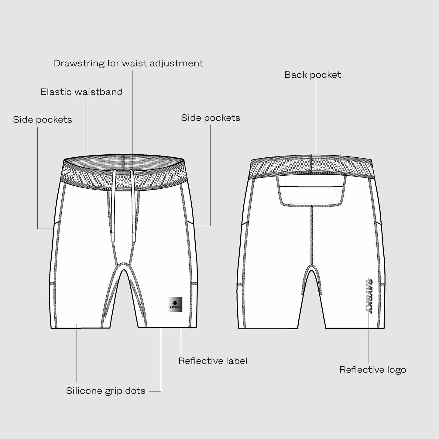 FLOW+ RACE SHORT TIGHTS 7'' | BLACK - SAYSKY