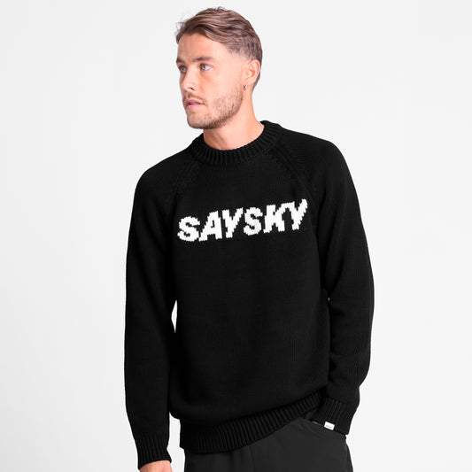 KNITTED CREW NECK | LOGO BLACK