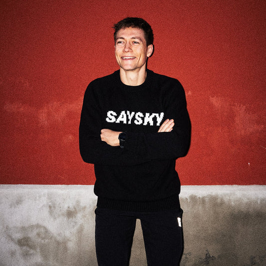 KNITTED CREW NECK | LOGO BLACK - SAYSKY