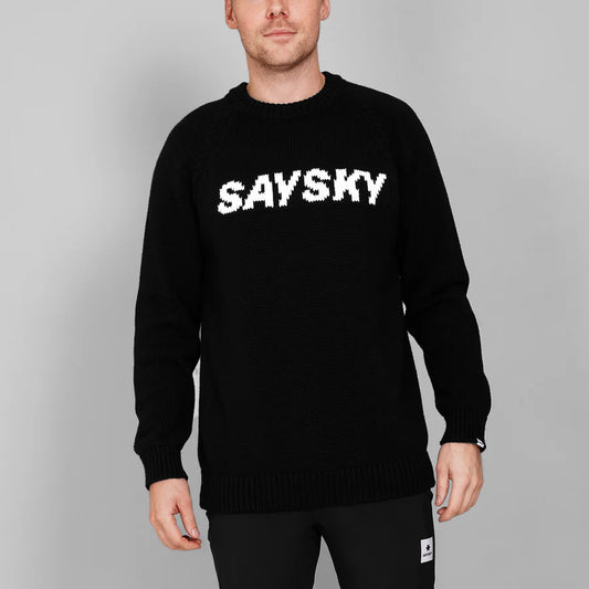 KNITTED CREW NECK | LOGO BLACK - SAYSKY