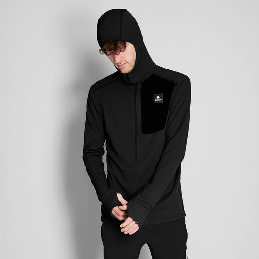 COMBAT HALF ZIP FLEECE HOODIE | BLACK - SAYSKY