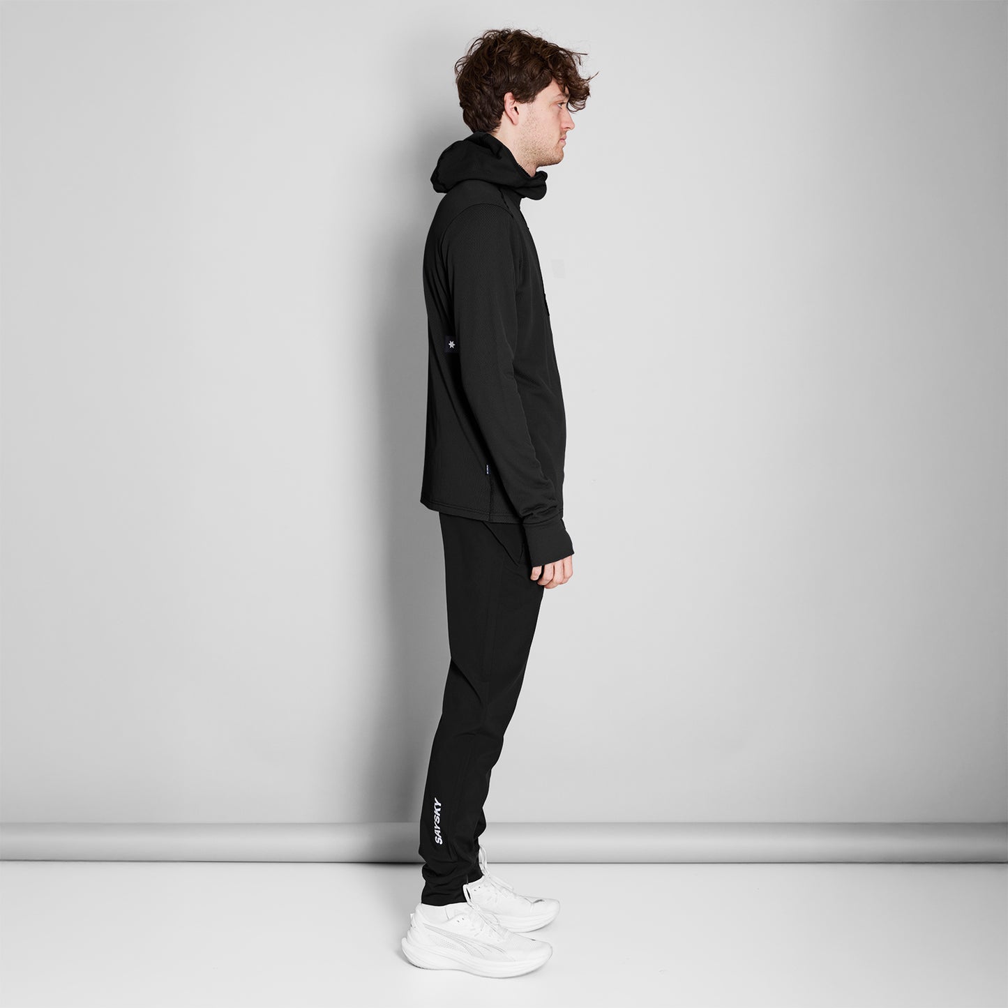 COMBAT HALF ZIP FLEECE HOODIE | BLACK - SAYSKY