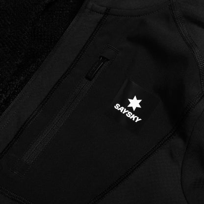 COMBAT HALF ZIP FLEECE HOODIE | BLACK - SAYSKY