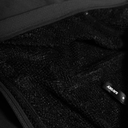W COMBAT HALF ZIP FLEECE HOODIE | BLACK - SAYSKY