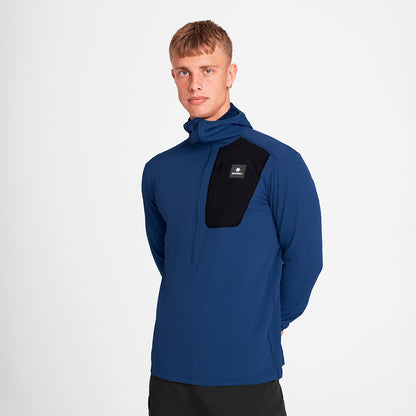 COMBAT HALF ZIP FLEECE HOODIE | BLUE - SAYSKY