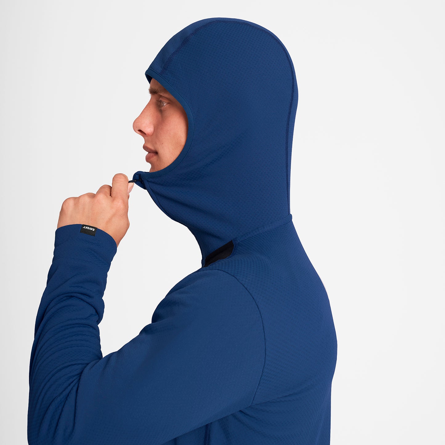 COMBAT HALF ZIP FLEECE HOODIE | BLUE - SAYSKY