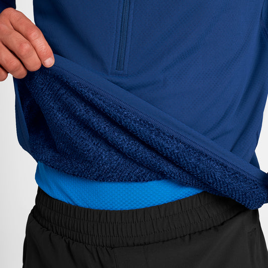 COMBAT HALF ZIP FLEECE HOODIE | BLUE - SAYSKY