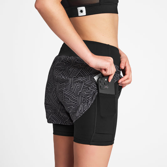 W PACE 2 IN 1 SHORTS 3" | REFLECTIVE BLACK - SAYSKY