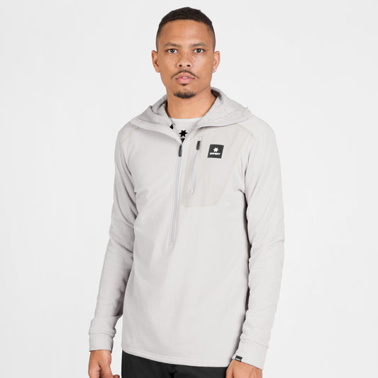 COMBAT HALF ZIP FLEECE HOODIE | GREY