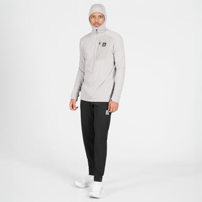 COMBAT HALF ZIP FLEECE HOODIE | GREY