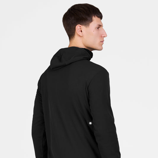 COMBAT HALF ZIP FLEECE HOODIE | BLACK