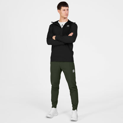 COMBAT HALF ZIP FLEECE HOODIE | BLACK
