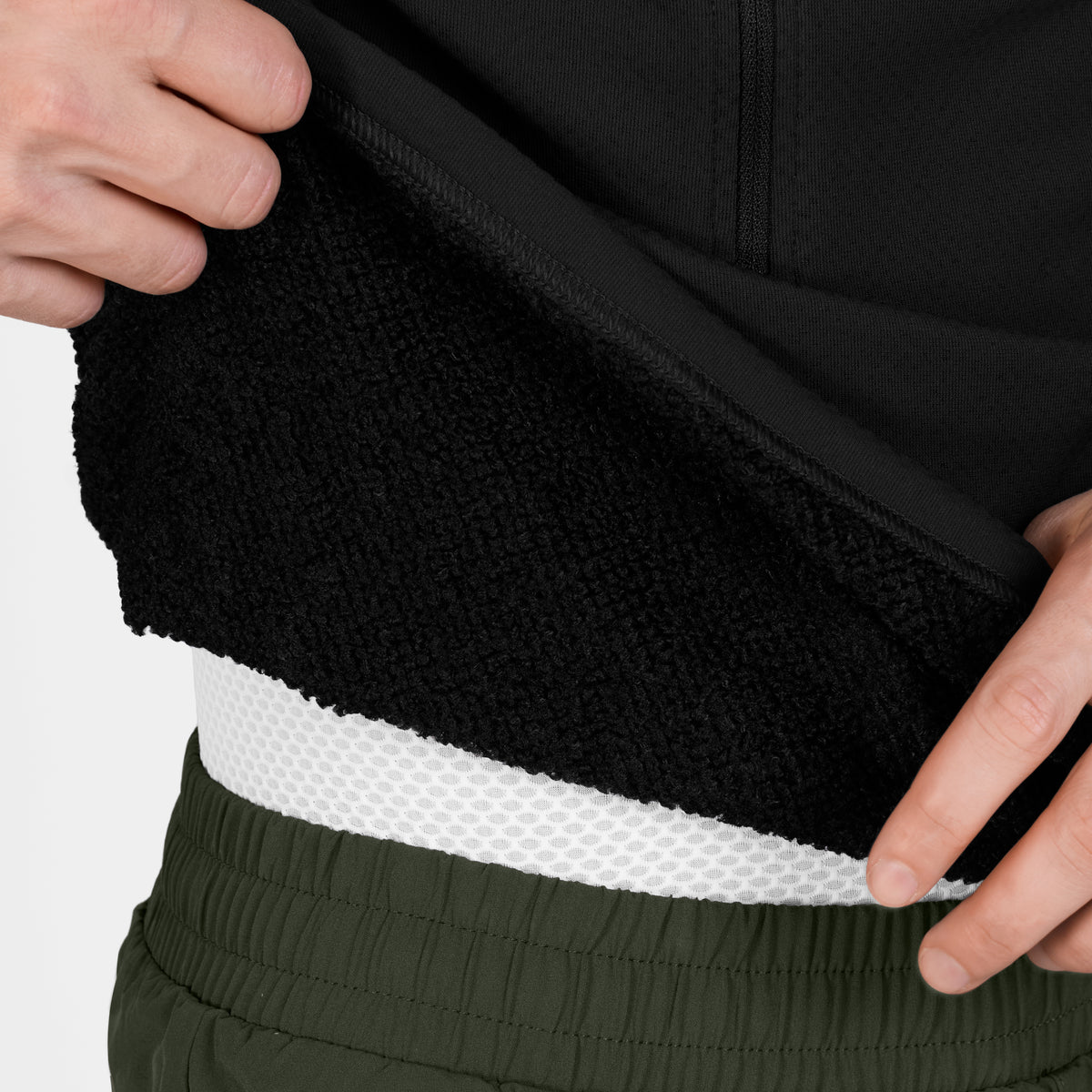 COMBAT HALF ZIP FLEECE HOODIE | BLACK