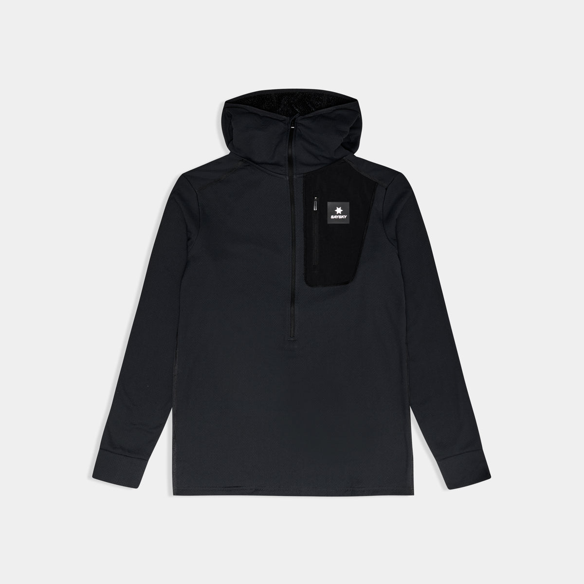 COMBAT HALF ZIP FLEECE HOODIE | BLACK