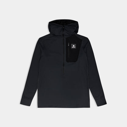 COMBAT HALF ZIP FLEECE HOODIE | BLACK