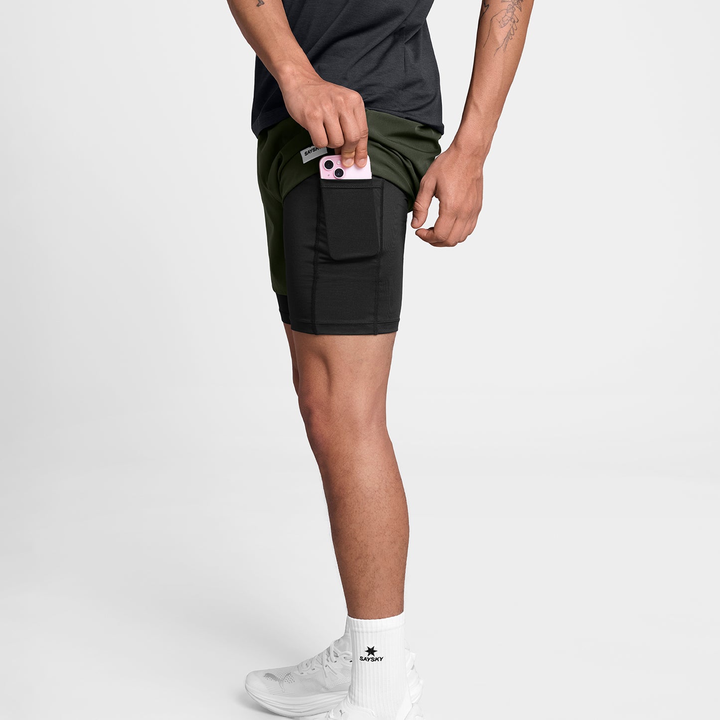 PACE 2 IN 1 SHORTS 5" | GREEN - SAYSKY