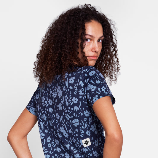 W COMBAT T-SHIRT | BLUE FLOWER - SAYSKY