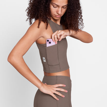 W COMBAT RIB CROP TOP | TAUPE