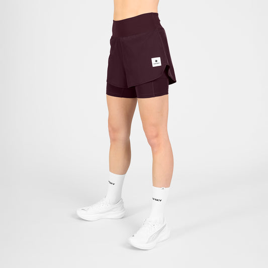 W PACE 2 IN 1 SHORTS 3" | BURGUNDY